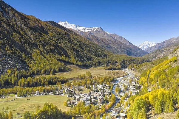 panoramic view of the Cogne valley in autumn day, municipality of Cogne, Aosta province
