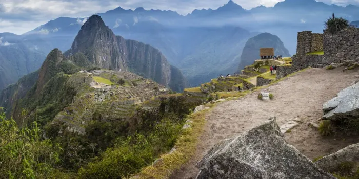 Framed Print : Panoramic view of historic ancient Incan Machu Picchu on mountain in Andes, Cuzco Region Framed Print : Panoramic view of historic ancient Incan Machu Picchu on mountain in Andes, Cuzco Region