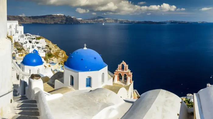 Framed Print : Panoramic view over Oia and the volcanic caldera, Oia, Santorini, South Aegean, Greece Framed Print : Panoramic view over Oia and the volcanic caldera, Oia, Santorini, South Aegean, Greece