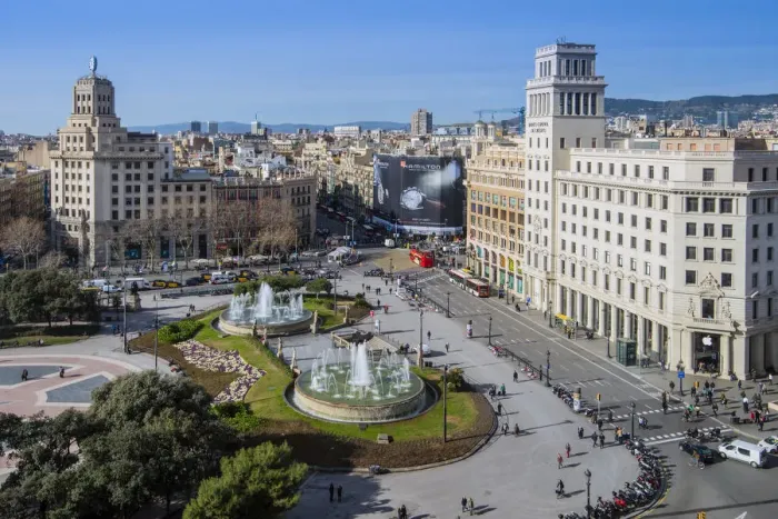 Framed Print : Panoramic view over Plaza de Catalunya, Barcelona, Catalonia, Spain Framed Print : Panoramic view over Plaza de Catalunya, Barcelona, Catalonia, Spain