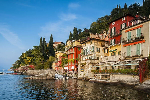 Panoramic view of the small and colorful village of Varenna, Lake Como, Lombardy, Italy