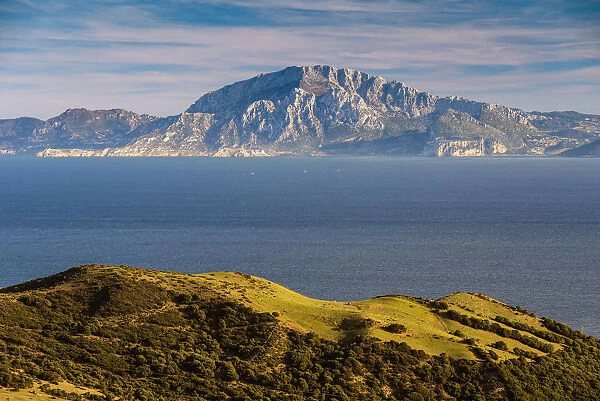 Panoramic view over Strait of Gibraltar with Africa in the background, Sierra del Bujeo