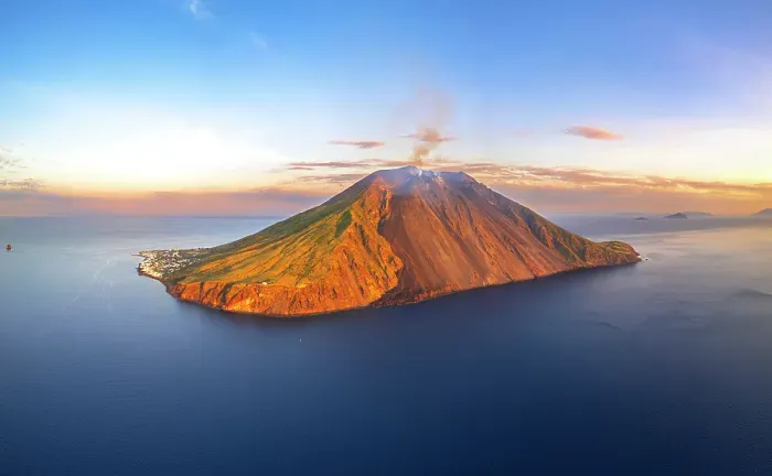 Framed Print : Panoramic view of Stromboli island with the smocking volcano, Stromboli island, UNESCO World Heritage Site, Aeolian Islands, Sicily, Italy Framed Print : Panoramic view of Stromboli island with the smocking volcano, Stromboli island, UNESCO World Heritage Site, Aeolian Islands, Sicily, Italy