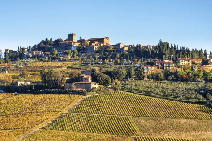Framed Print : Panzano in Chianti, Florence, Tuscany, Italy. Panzano village at sunrise Framed Print : Panzano in Chianti, Florence, Tuscany, Italy. Panzano village at sunrise