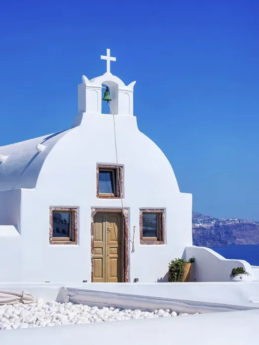 Framed Print : Parekklesi Holy Chapel, Oia Village, Santorini or Thira Island, Cyclades, Greece Framed Print : Parekklesi Holy Chapel, Oia Village, Santorini or Thira Island, Cyclades, Greece
