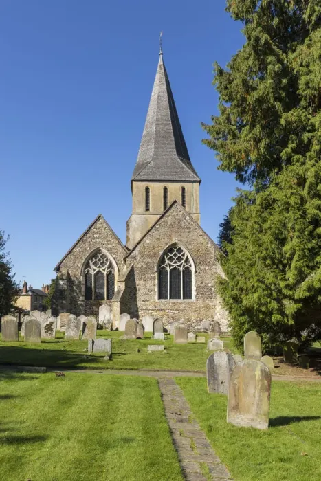 Framed Print : Parish Church in Shere - Location for the film The Holiday - Surrey, England