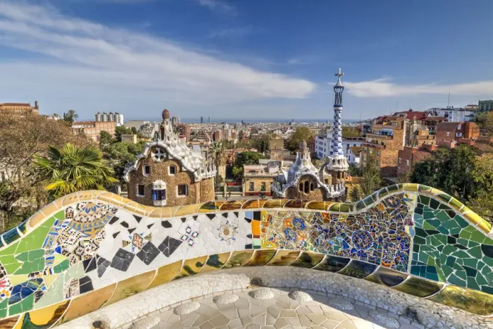 Framed Print : Park Guelll and city skyline behind, Barcelona, Catalonia, Spain Framed Print : Park Guelll and city skyline behind, Barcelona, Catalonia, Spain