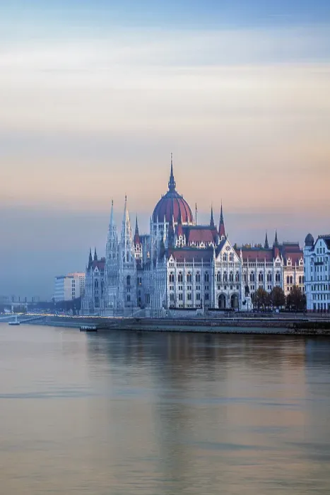 Framed Print : The Parliament Building and the Danube River, Budapest, Hungary