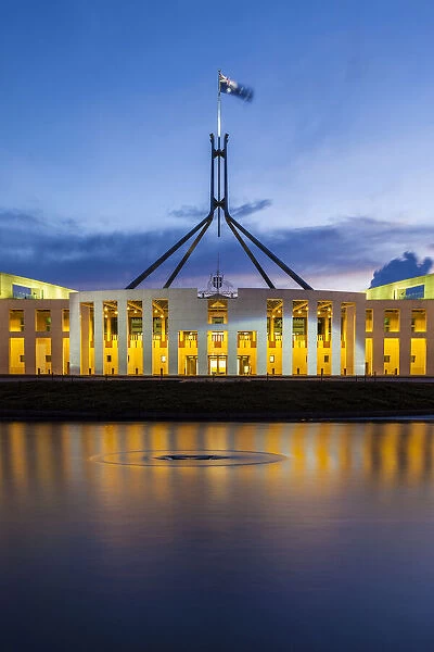 Parliament House at dusk, Canberra, Australian Capital Territory, Australia