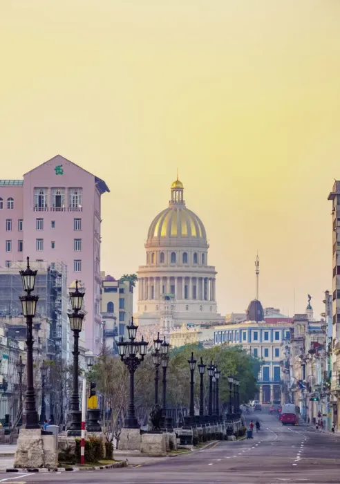 Framed Print : Paseo del Prado and El Capitolio at sunrise, Havana, La Habana Province, Cuba Framed Print : Paseo del Prado and El Capitolio at sunrise, Havana, La Habana Province, Cuba