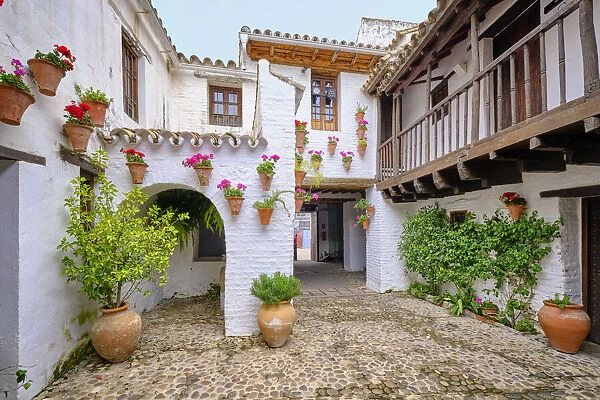 Patio of the Posada del Potro, initially an inn founded on the 14th century and nowadays the Centro Flamenco Fosforito, a place where we can study and listen to flamenco. Cordoba, Andalucia. Spain