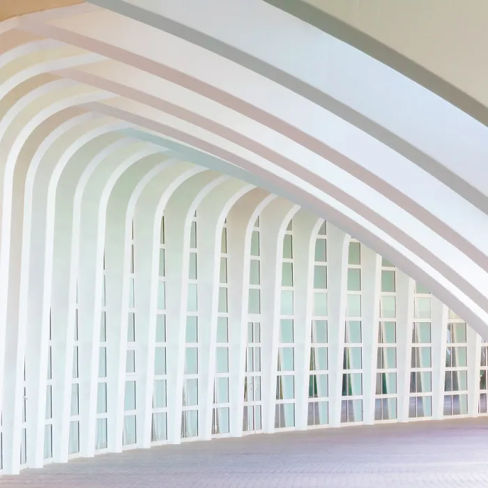 Framed Print : Pattern of repeated columns and buttresses, Ciudad de los artes y ciencias (City of Arts and Sciences), Valencia, Spain
