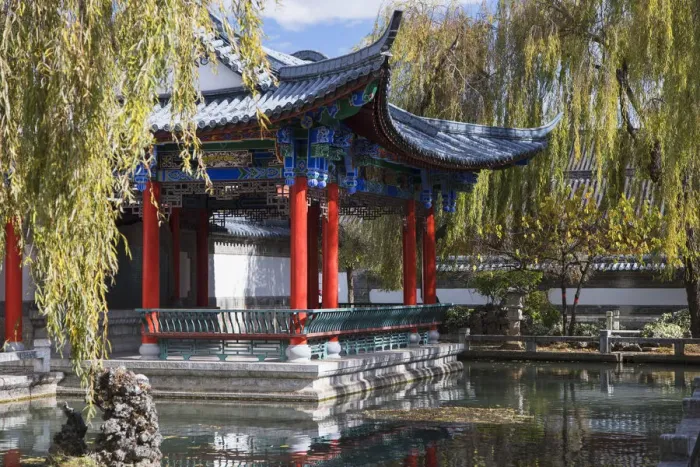 Framed Print : Pavilion in Mu Family Mansion, Lijiang (UNESCO World Heritage Site), Yunnan, China