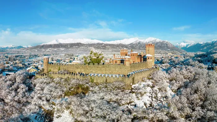 Framed Print : Pavone Castle after a snowfall, Canavese, Piedmont, Italy, Europe Framed Print : Pavone Castle after a snowfall, Canavese, Piedmont, Italy, Europe