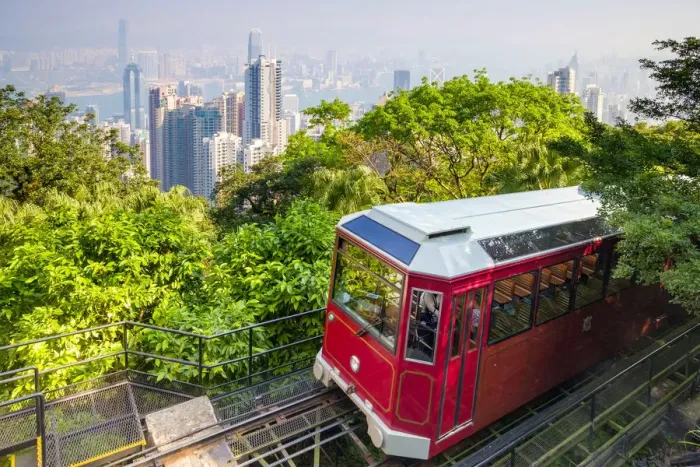 Framed Print : The Peak Tramway arriving at the upper terminus at Peak Tower Station, Victoria Peak Framed Print : The Peak Tramway arriving at the upper terminus at Peak Tower Station, Victoria Peak