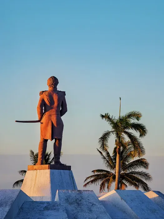 Framed Print : Pedro Sainz de Baranda and Borreyro Statue at the waterfront, sunset, Campeche City, Campeche State, Mexico Framed Print : Pedro Sainz de Baranda and Borreyro Statue at the waterfront, sunset, Campeche City, Campeche State, Mexico