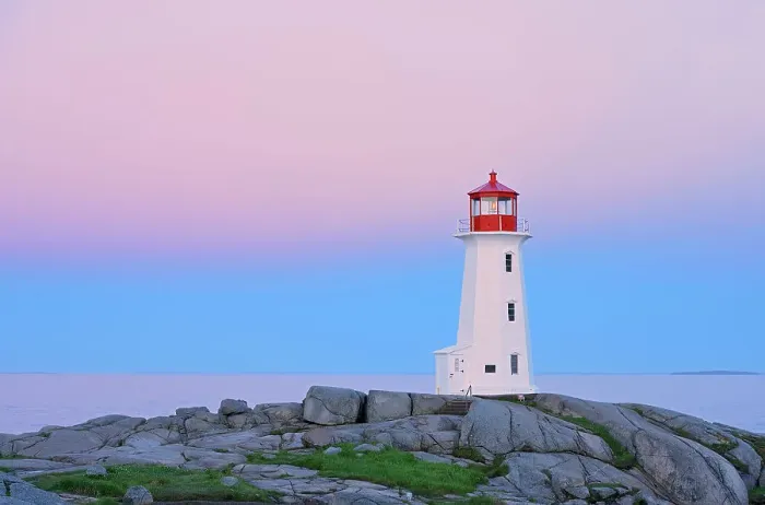 Framed Print : Peggy's Cove Lighthouse at dawn Peggy's Cove Nova Scotia, Canada