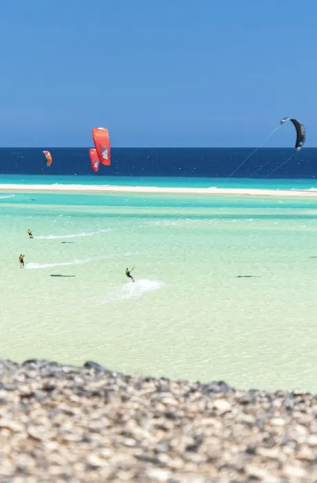 Framed Print : People having fun with kiteboard in the rough sea, Sotavento beach, Jandia, Fuerteventura Framed Print : People having fun with kiteboard in the rough sea, Sotavento beach, Jandia, Fuerteventura