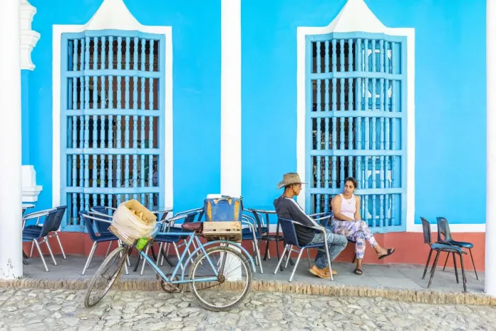 Framed Print : People sat outside a restaurant in Trinidad, Sancti Spiritus, Cuba Framed Print : People sat outside a restaurant in Trinidad, Sancti Spiritus, Cuba