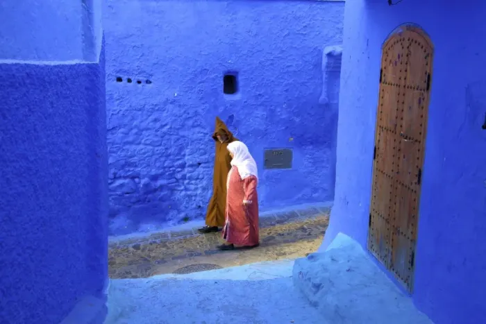 Framed Print : People In Traditional Clothing, Chefchaouen, Morocco, North Africa