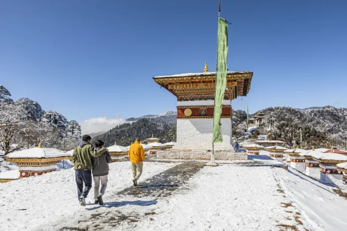 Framed Print : People walking amongst the 108 memorial chortens or stupas at Dochula Pass, Bhutan Framed Print : People walking amongst the 108 memorial chortens or stupas at Dochula Pass, Bhutan