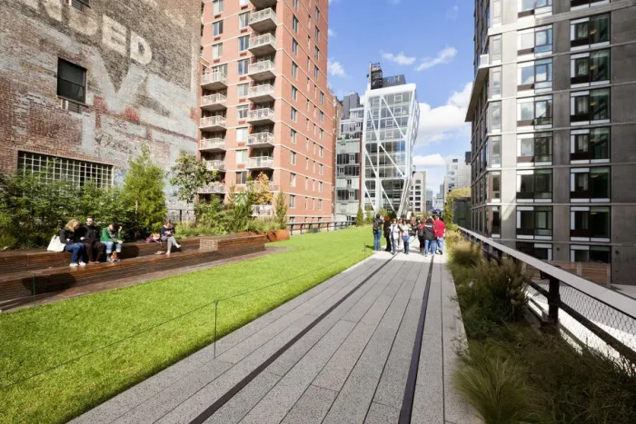 Framed Print : People walking on the High Line, a 1-mile New York City park on a section of former Framed Print : People walking on the High Line, a 1-mile New York City park on a section of former