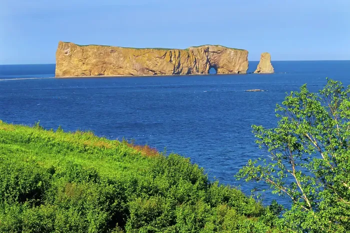 Framed Print : Perce Rock in Atlantic Ocean, Quebec, Canada