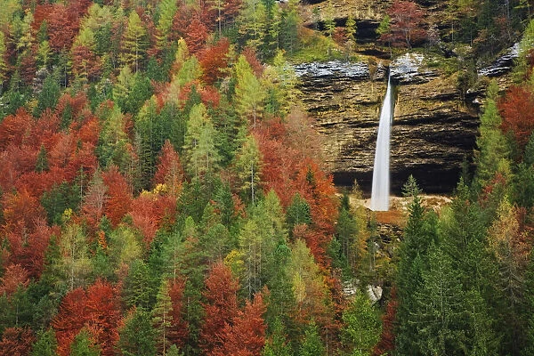 Pericnik waterfall in autumn, Vrata Valley, Triglavski National Park, Gorenjska, Slovenia