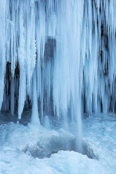 Pericnik Waterfall frozen in winter, Triglav National Park, Julian Alps, Slovenia