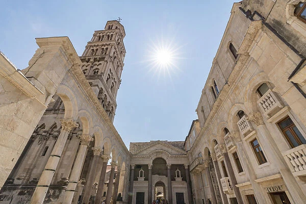 The peristyle of the Diocletian Palace, in summer. Split, Split - Dalmatia county