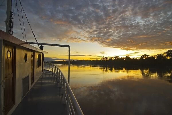 Peru, Amazon River. Sunrise on the Ayapua Riverboat