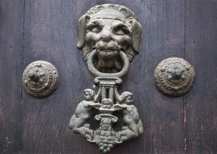 Framed Print : Peru. A knocker decorates the wooden doors of Lima Cathedral. Built 1555 but almost destroyed by 1746 s Framed Print : Peru. A knocker decorates the wooden doors of Lima Cathedral. Built 1555 but almost destroyed by 1746 s