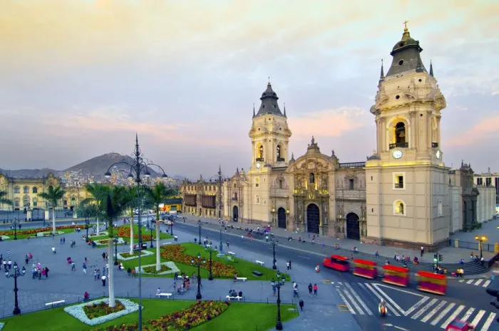 Framed Print : Peru, Lima, Cathedral Of Lima, 16th Century, Plaza Mayor, Plaza de Armas, UNESCO World