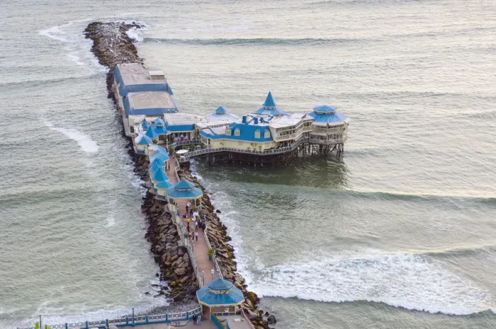 Framed Print : Peru, Lima, La Rosa Nautica Restaurant And Pier, Pacific Ocean, Miraflores District