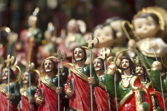 Framed Print : Peru Lima, Statues Of Jude the Apostle For Sale, Venerated At Iglesia San Francisco