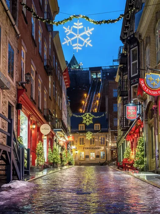 Framed Print : Petit Champlain, Rue Sous Le Fort with rain and colorful Light Reflections, Old Quebec City, Quebec, Canada Framed Print : Petit Champlain, Rue Sous Le Fort with rain and colorful Light Reflections, Old Quebec City, Quebec, Canada