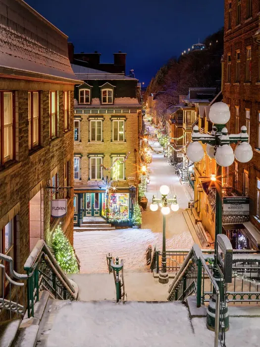 Framed Print : Petit Champlain with Snow and Illuminated, Old Quebec City, Quebec, Canada Framed Print : Petit Champlain with Snow and Illuminated, Old Quebec City, Quebec, Canada