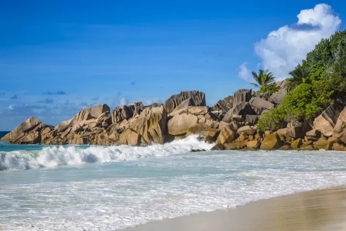 Framed Print : Petite Anse beach, La Digue, Seychelles Framed Print : Petite Anse beach, La Digue, Seychelles