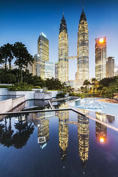 Petronas towers reflected, Kuala Lumpur, Malaysia
