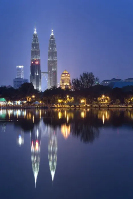Framed Print : Petronas Twin Towers and lake Framed Print : Petronas Twin Towers and lake