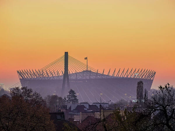 PGE Narodowy National Stadium at dawn, Warsaw, Masovian Voivodeship, Poland
