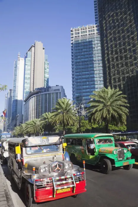 Framed Print : Philippines, Manila, Makati, Ayala Avenue, Jeepneys