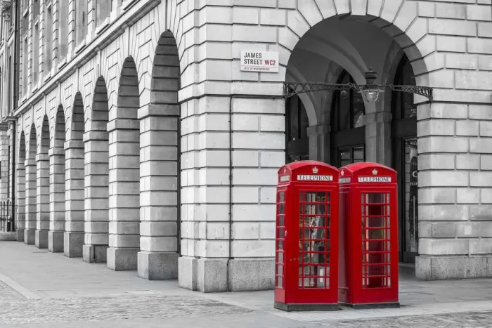 Framed Print : Phone boxes, Covent Garden, London, England, UK Framed Print : Phone boxes, Covent Garden, London, England, UK