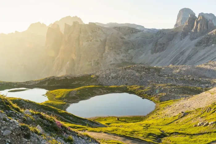Framed Print : Piani Lakes at sunrise in summer. Sesto Dolomites, Trentino Alto Adige, Italy Framed Print : Piani Lakes at sunrise in summer. Sesto Dolomites, Trentino Alto Adige, Italy