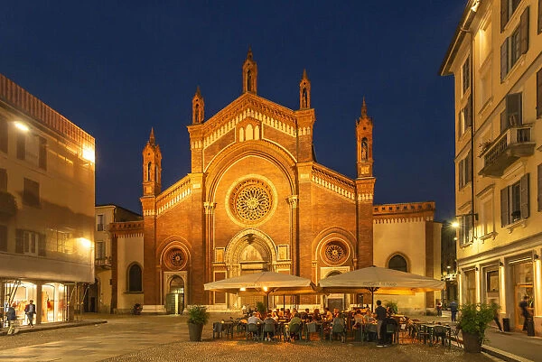 Piazza del Carmine with restaurant and church Santa Maria del Carmine, Milan, Lombardy
