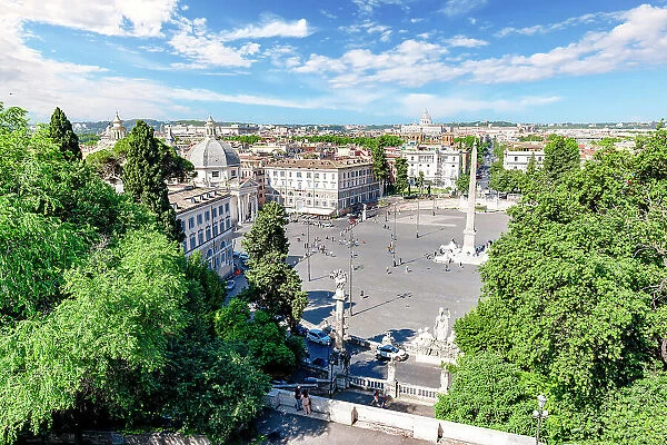 Piazza del Popolo view from the Pincian Hill, Rome, Lazio, Italy
