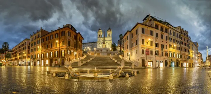 Framed Print : Piazza di Spagna and Spanish Steps by night, Rome, Lazio, Italy