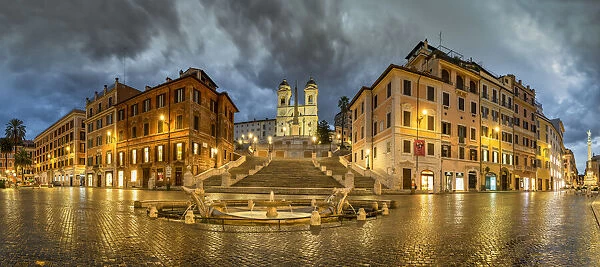 Piazza di Spagna and Spanish Steps by night, Rome, Lazio, Italy