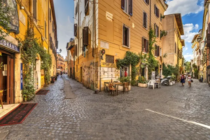 Framed Print : Picturesque corner of Trastevere district, Rome, Lazio, Italy Framed Print : Picturesque corner of Trastevere district, Rome, Lazio, Italy