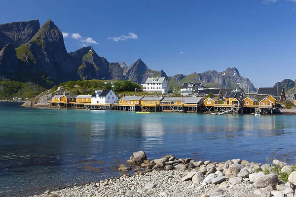 The picturesque fishing village of Sakrisoy, Moskenesoy, Lofoten, Nordland, Norway